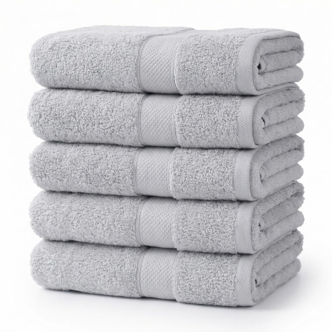 Guest Towel Set 100% Cotton | Cairo Brand 600 GSM | Pack 5 or 10 Pieces | Size 30 x 30 cm | Highly Absorbent (5, Silver Grey)