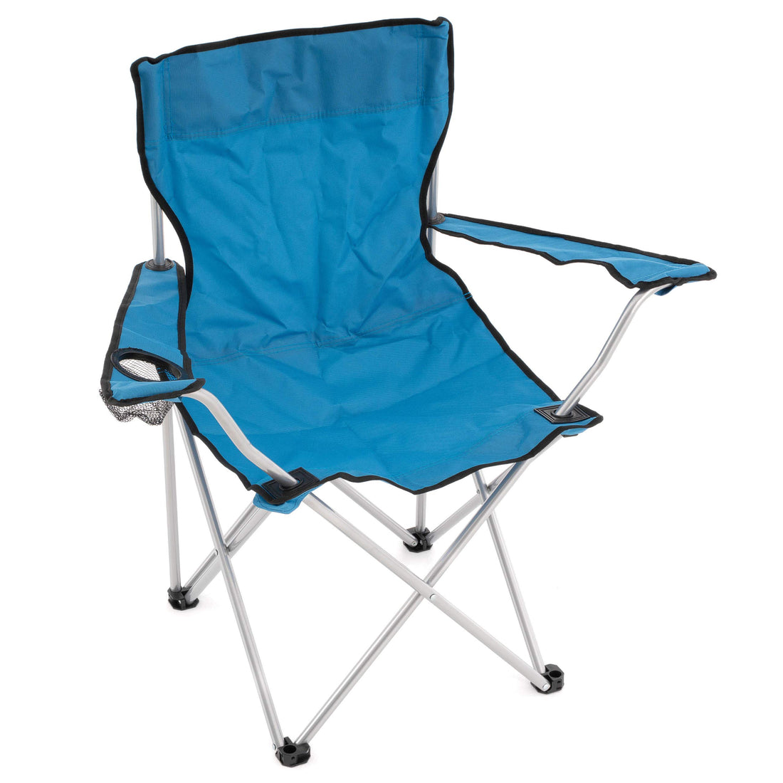 Nexos Trading Fishing Chair Folding Chair Camping Chair with Armrest Drink Holder 86 x 42 x 42 cm up to 100 kg Load Capacity with Carry Bag (Blue)