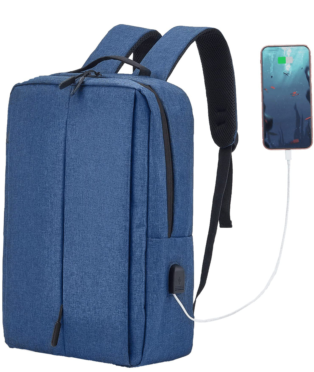 Travel Laptop Backpack Business Anti Theft Slim Durable Laptops Backpack with USB Charging Port Water Resistant College School Computer Bag Gifts for Men & Women Fits 15.6 Inch Notebook Blue