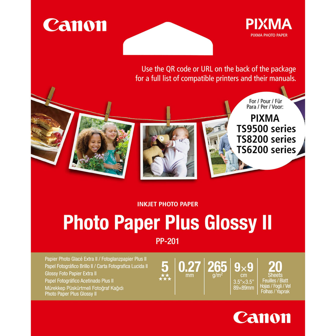 Canon PP201 Plus 2311B070 Photo Paper 9 x 9 cm 20 Sheets 265Gr Glossy