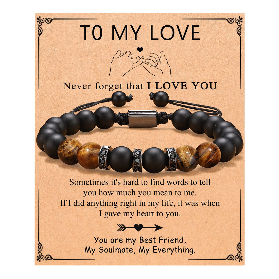 Mens Gifts for Boyfriend Husband Fiance Soulmate, To My Love Soulmate Grandpa Dad Son Grandson, Brother Anniversary Christmas Bracelet Gifts for Him, 5.5 inch, Stainless Steel