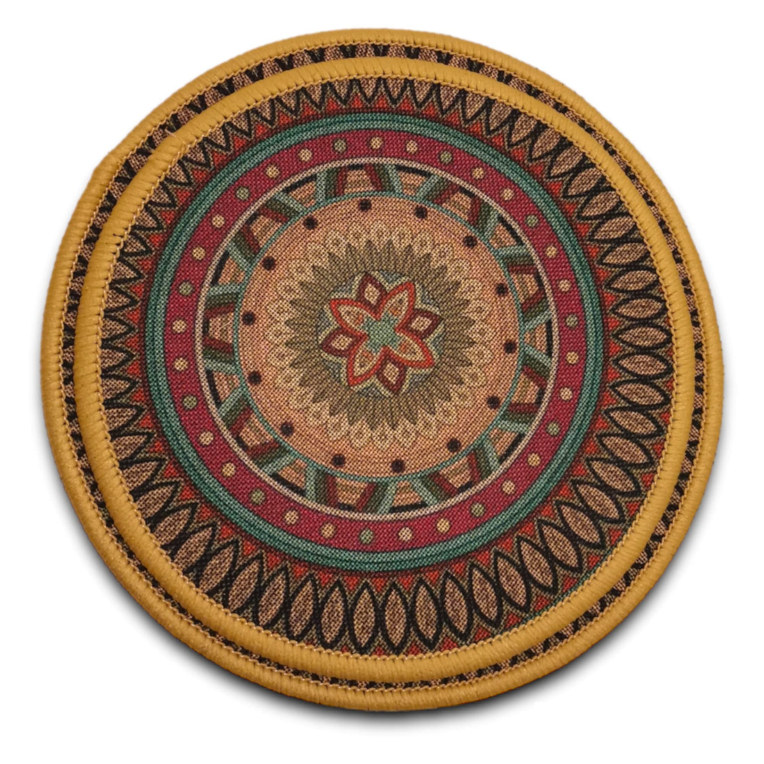 2pcs Rubber Coaster, table mats, heat resistant Non-Slip Coasters (Burgundy Aztec)