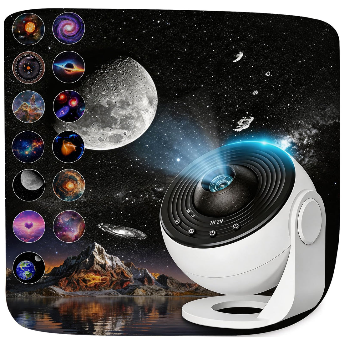 12 in 1 Planetarium Galaxy Stars Projector for Bedroom Decoration, 360° Rotating Nebula Projection Lamp, Timed Starry Night Light Projector for Kids