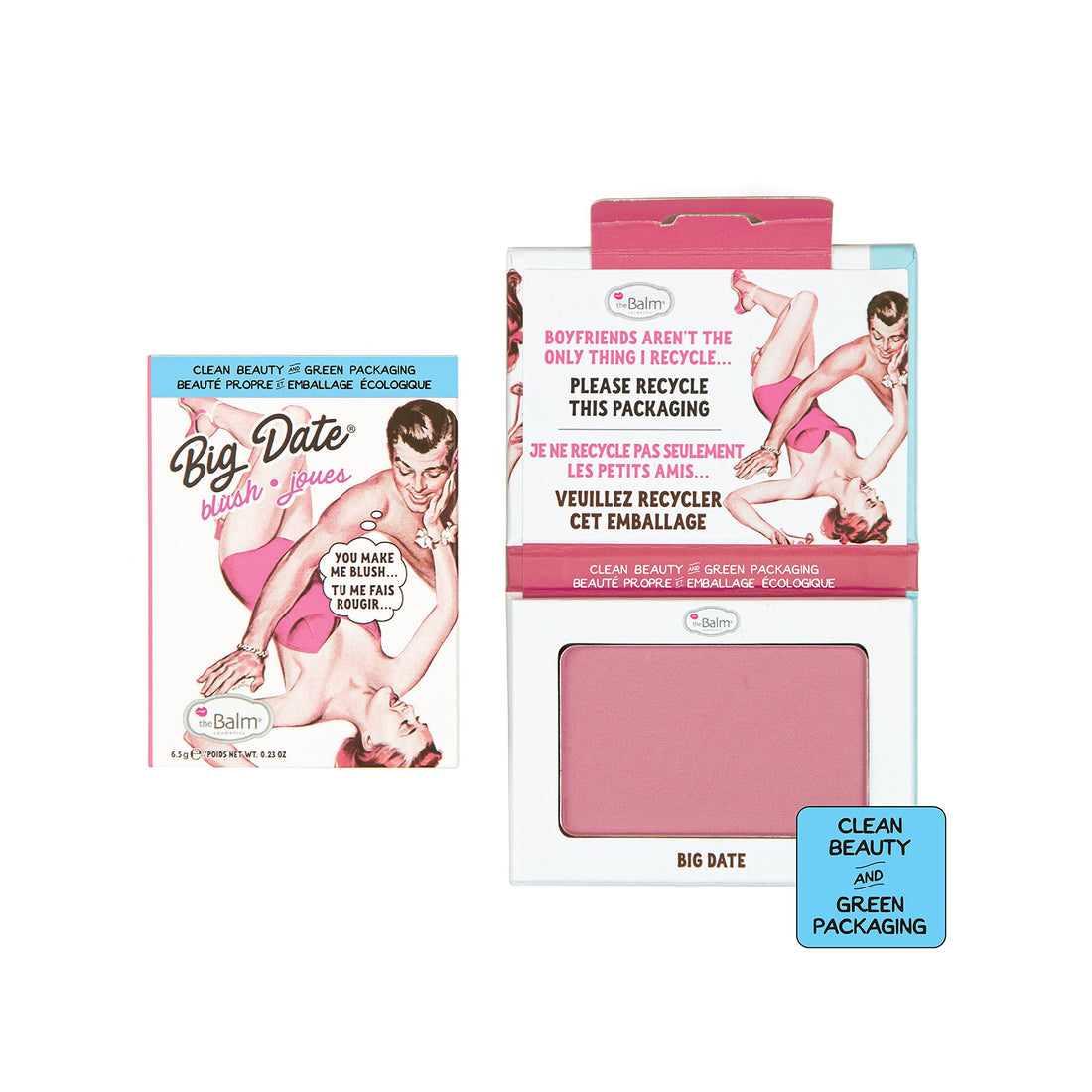 The Balm Clean and Green Powder Blush, Big Date