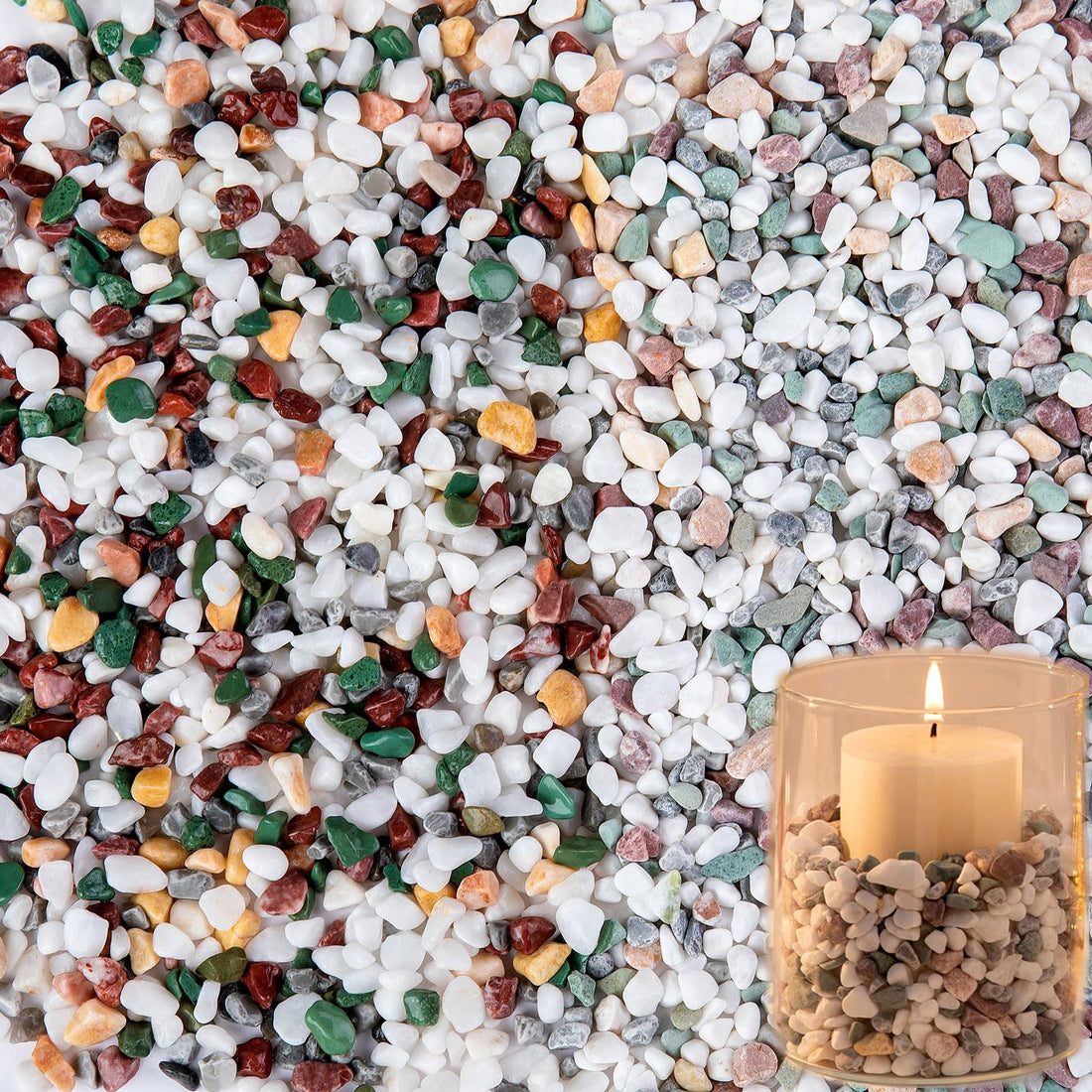 2 Pounds Natural Pea Gravel Pebbles for Plants,1/5 Inch Small Rocks for Succulents and Cactus,Terrarium,Vase,Fish Tank Gravel,Decorative Pebbles for Indoor Plants,Landscape Stones (Mixed)