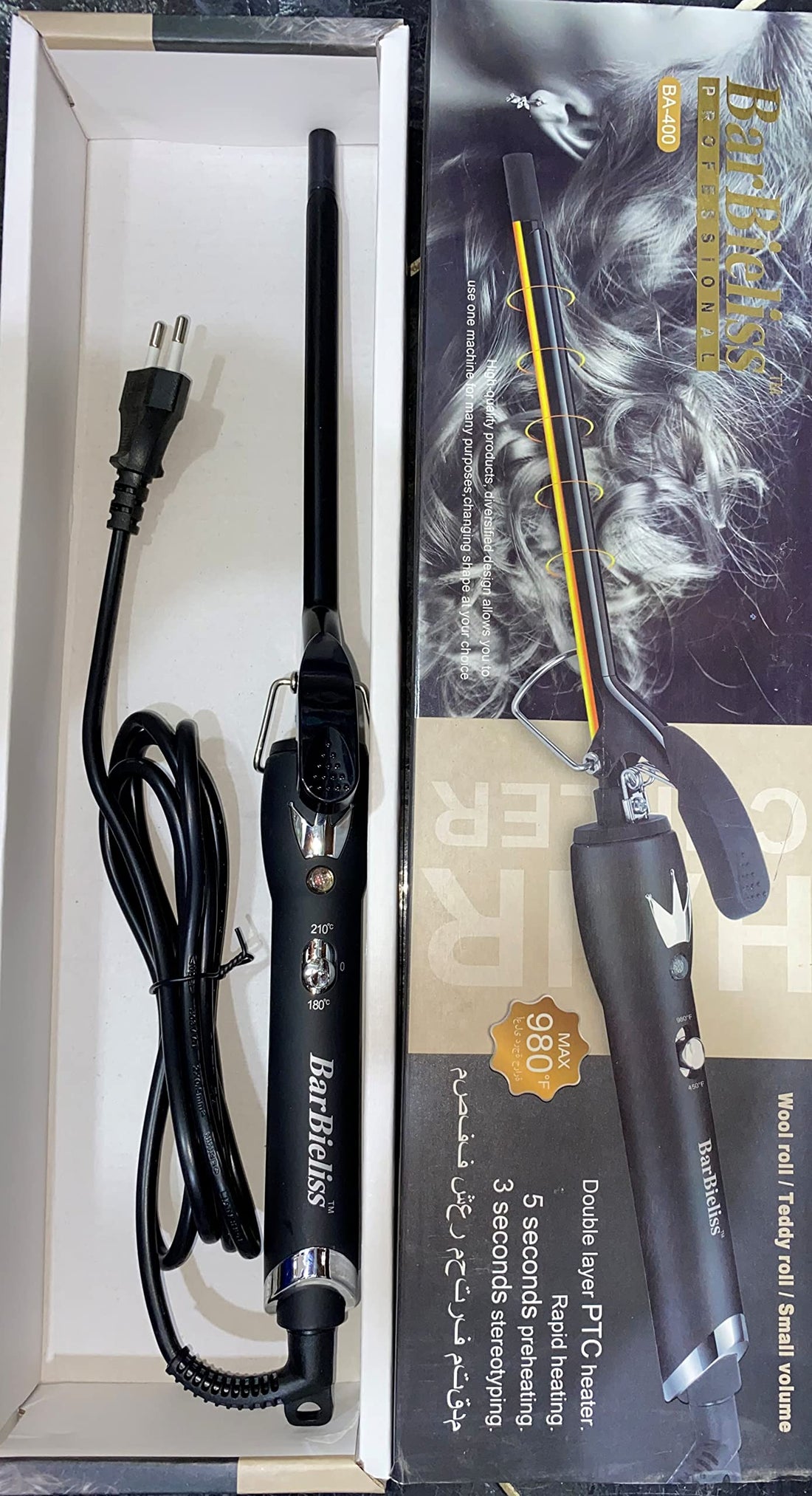 Ba-400 curly 980 temperature indicator curling iron (black, 50w)