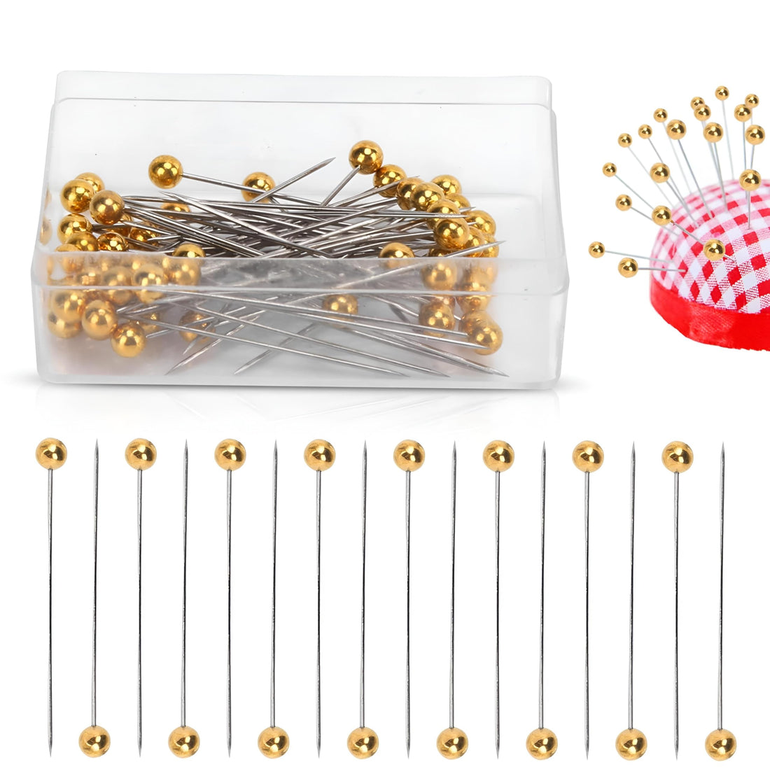 Sewing Pins - 400pcs Reusable Straight Locating Pin Set with Ball Head for Embroidery, Quilting, and Fabric Crafting Projects, Durable Metal Needles for Precise Stitching and Hemming (10pcs)