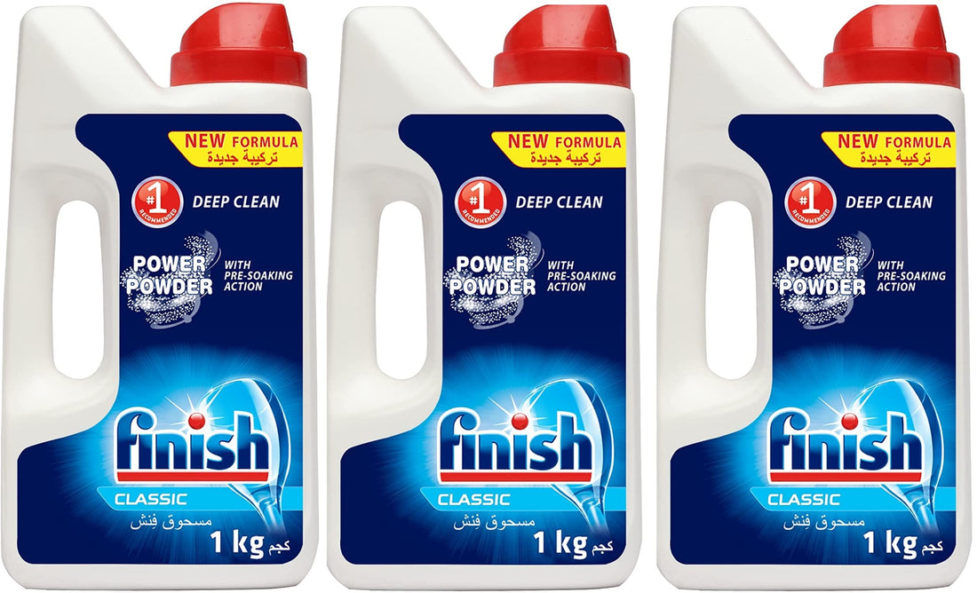Finish Dishwasher Detergent Powder Set, 1 kg - 3 Pieces (Package may Vary)