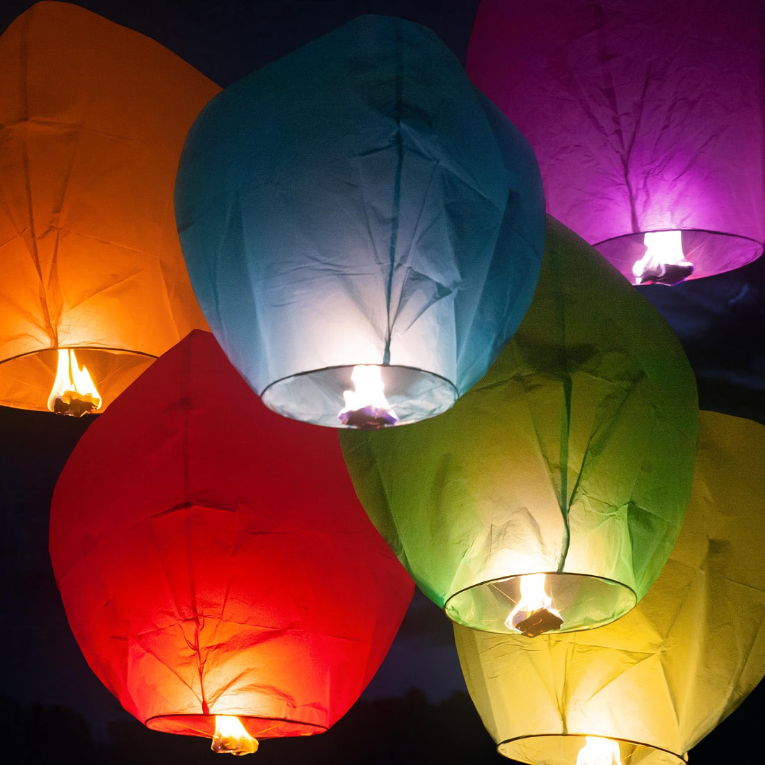 Wonka PRINT BHARAT Sky Lanterns Multicolour Hot Air Balloon/Flying Night Sky Light Candle for Diwali/Christmas/Birthday/All Festival Multicolor,Paper (Sky Lanterns 5)