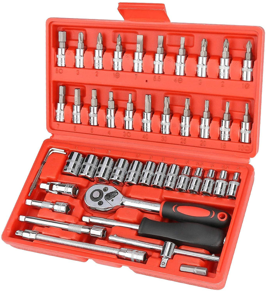 Zaptec 46 Piece 1/4" Socket Set Goti Pana with Ratchet Wrench For Car, Bike, Cycle Repairing, DIY Projects, Home & Automobile Vehicle Service