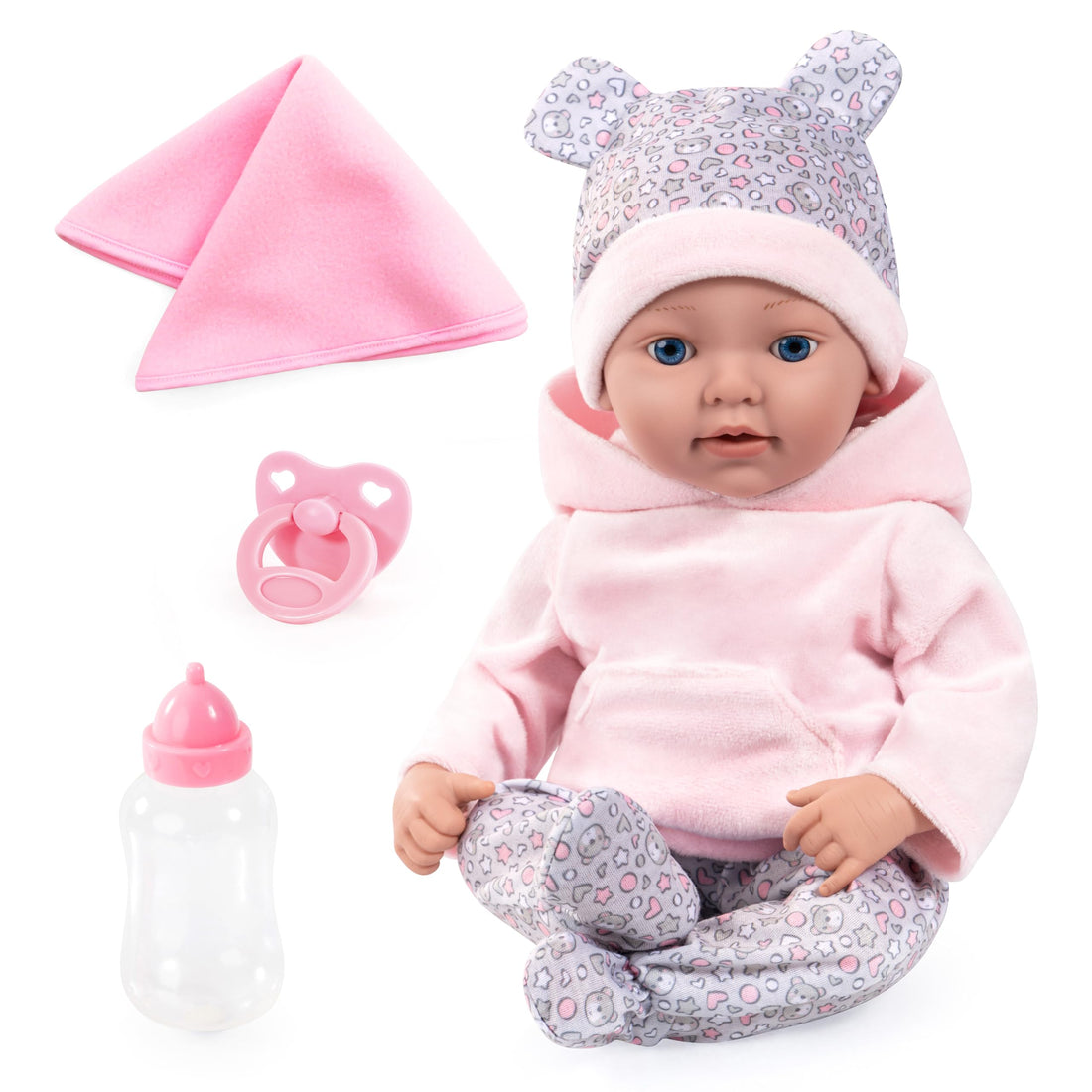 Bayer Design 93827AD Reborn Baby Doll Lifelike Realistic Dummy Bottle Blanket 38cm