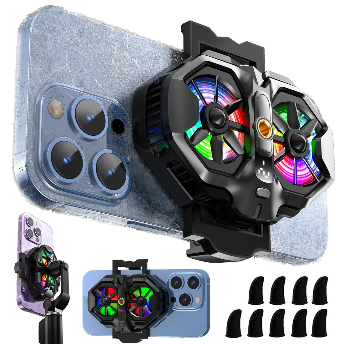 Mikirini Semiconductor Phone Cooler, Cellphone Radiator Cooling Fan for Mobile Phone with a Width of 6 to 8 cm for Tiktok Live Streaming, Outdoor Vlog, Mobile Gaming