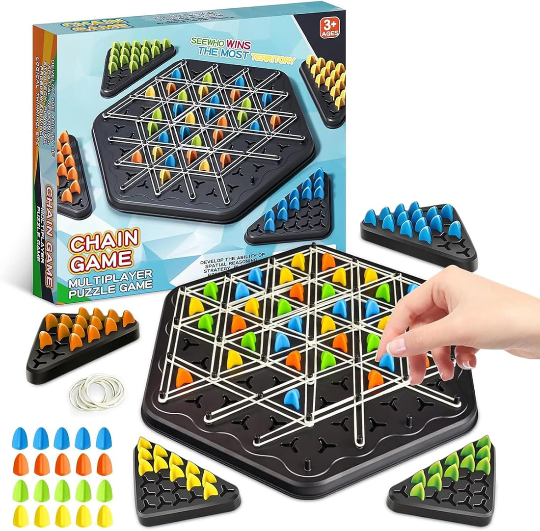 Wonka ROMANVIC Triggle Game, Triggle Rubber Bands Board Games, Holiday or Birthday Gift Game for Adults Boys and Girls from 9 Years, Chain Triangle Orbito Interactive Board Games
