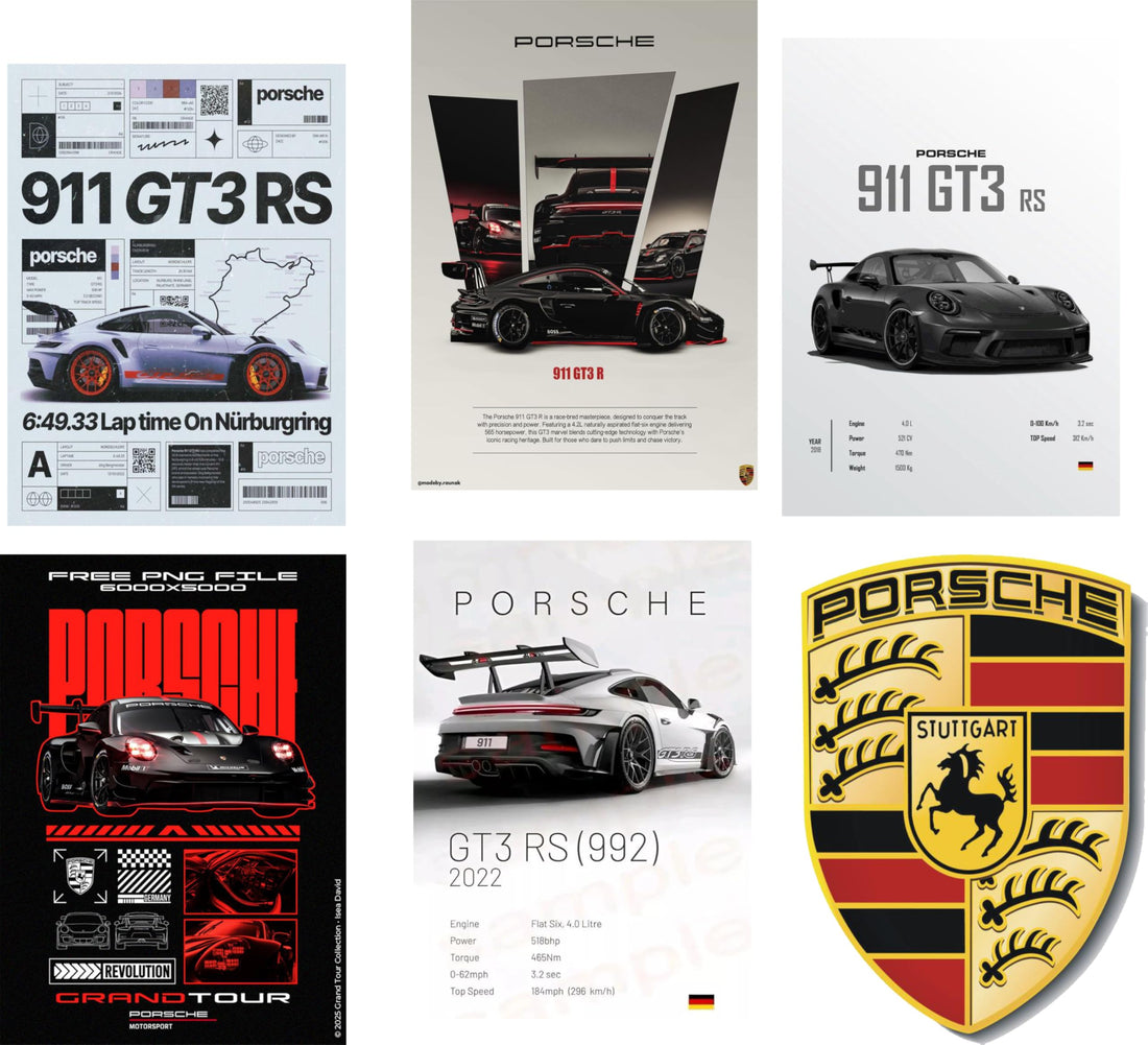 6 Pieces Poster Wall Art Posters for Room Decor Print High Style Porsche Car Porsche Car Lovers Porsche (30x20 No Frame)