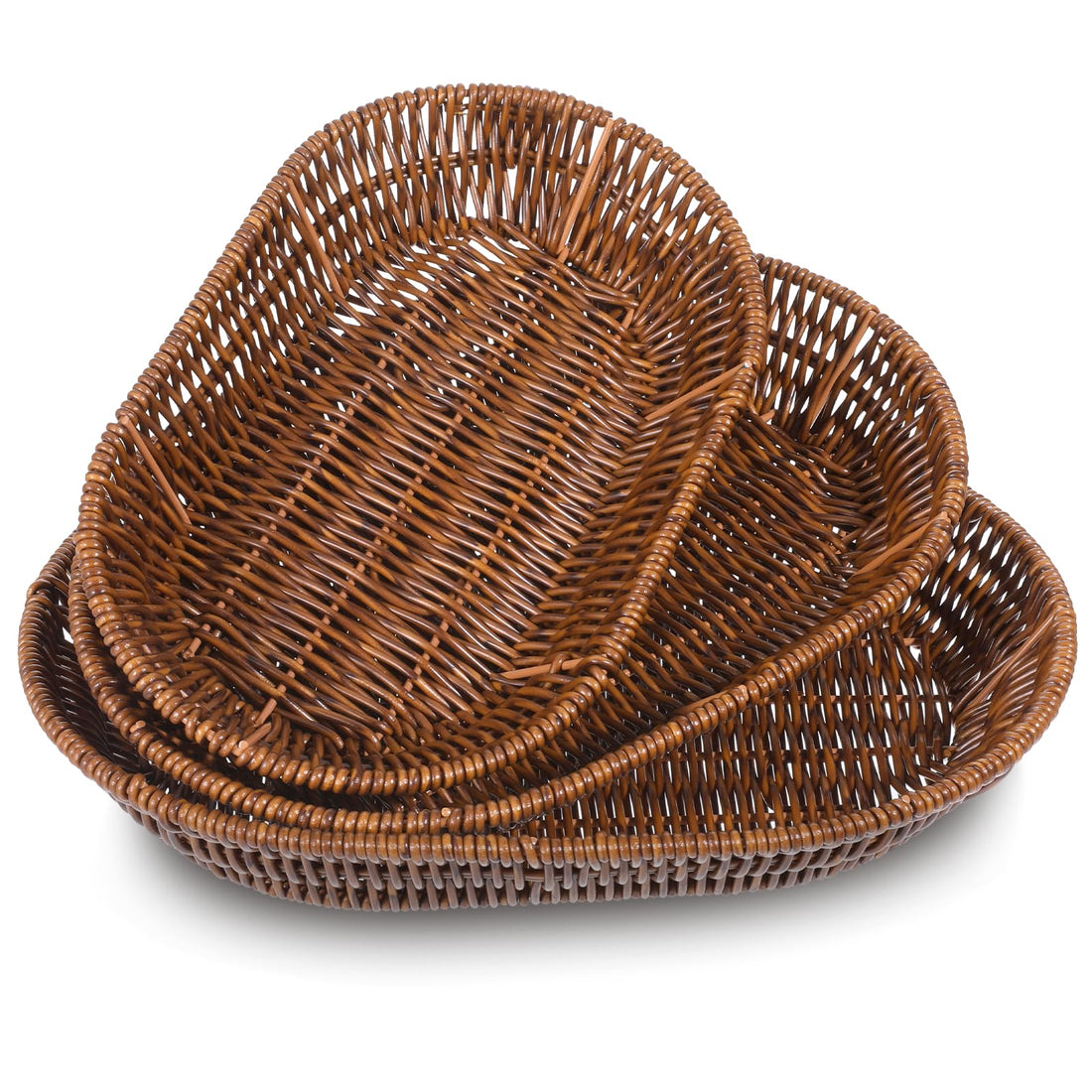 Wicker Baskets, 3 Pack Fruit Vegetables Sundries Storage Basket, Handwoven Bread Baskets for Serving, Rustic Sundries Storage, Tabletop Storage Bins for Decorative Home Restaurant Bakery
