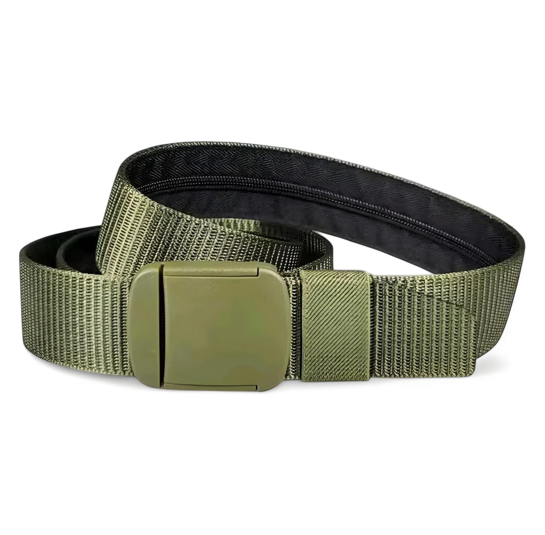 Qaish Men's Belt - Smart Hidden Zipper Secret Pocket - Adjustable Non-Metal Money Holder Belt - Perfect for Travel, Work, Daily Life and Trips