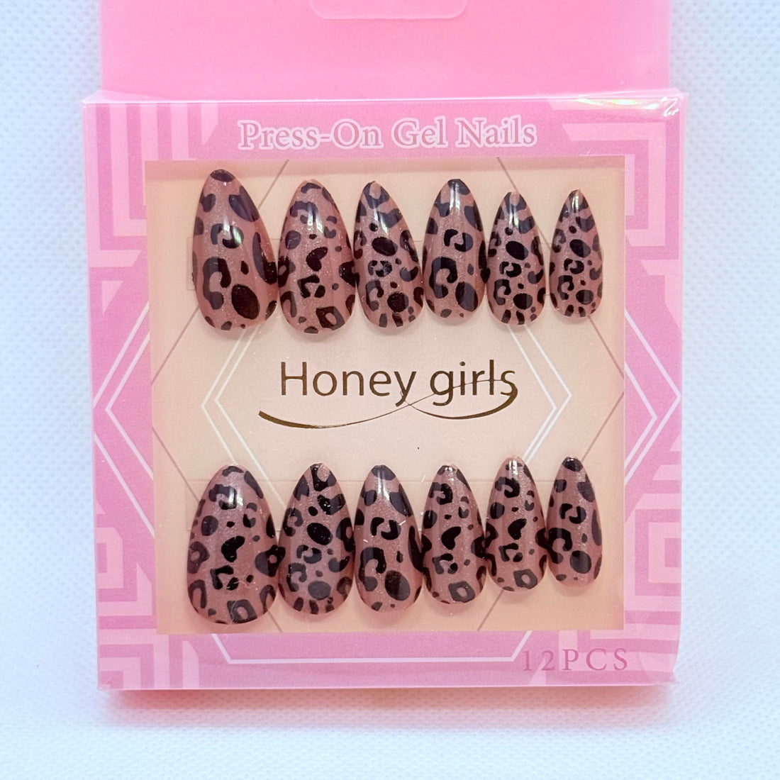 Cat Eye effect Press-On Nails Set – 6 Luxurious and Dazzling Shades with Salon Gel Finish - Cheetah Design - Almond Shape (Medium Brown)