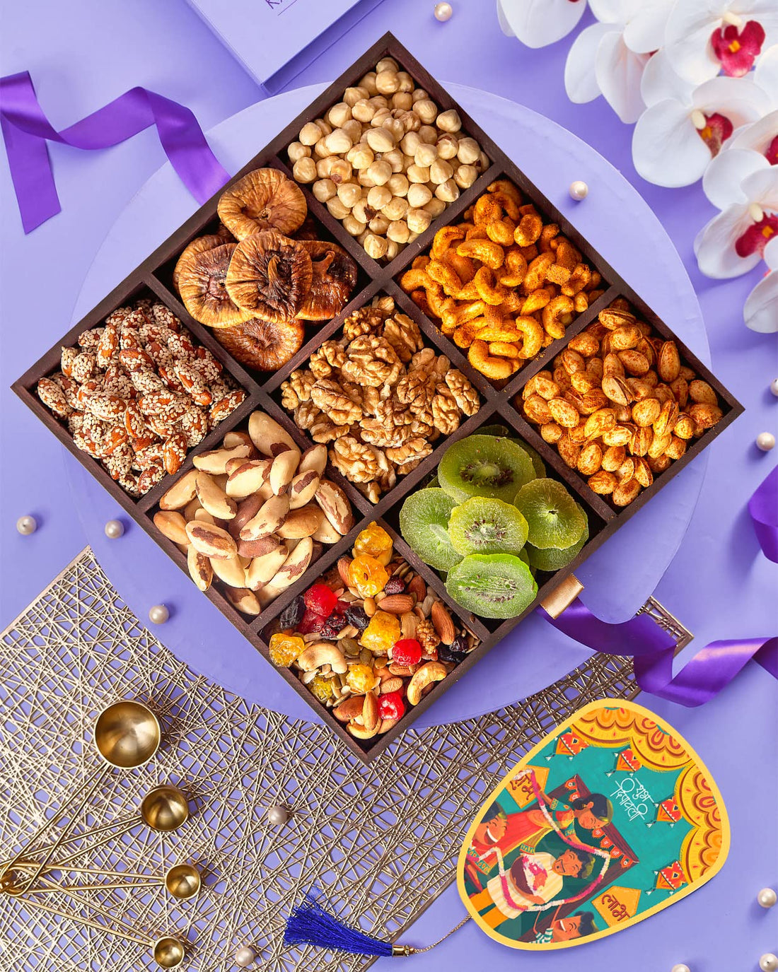 HyperFoods RawFruit Dry Fruit Gift Pack Premium Dark Wood Gift Hamper| Dried Fruit Berries Nuts Dry Fruit Combo Pack | Diwali Festival Gift Hampers for Corporates Friends