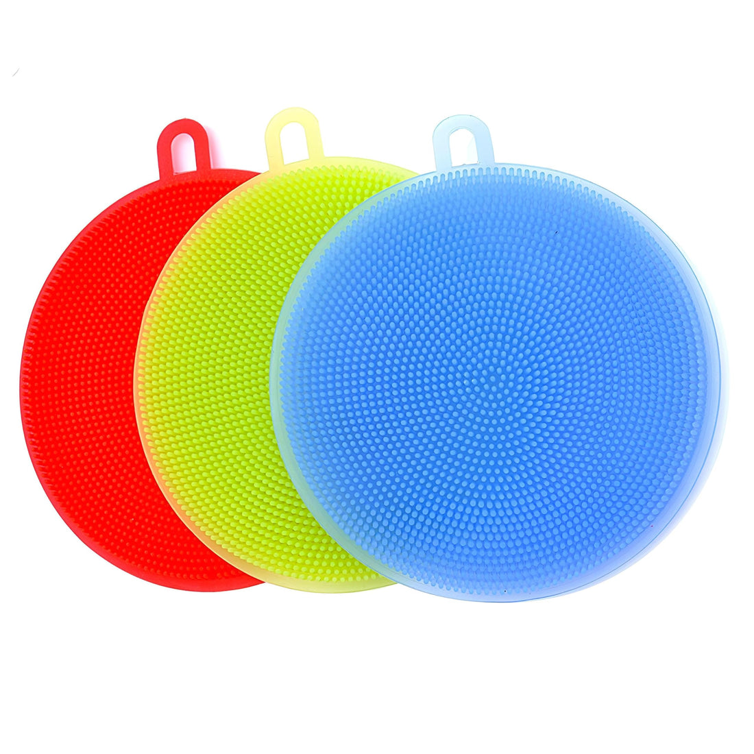 Eco Silicone Cleaning Sponge - Safe, reusable sponge for dishes, produce, and kitchen surfaces; quick-drying, color-coded set of 3 for hygiene and style