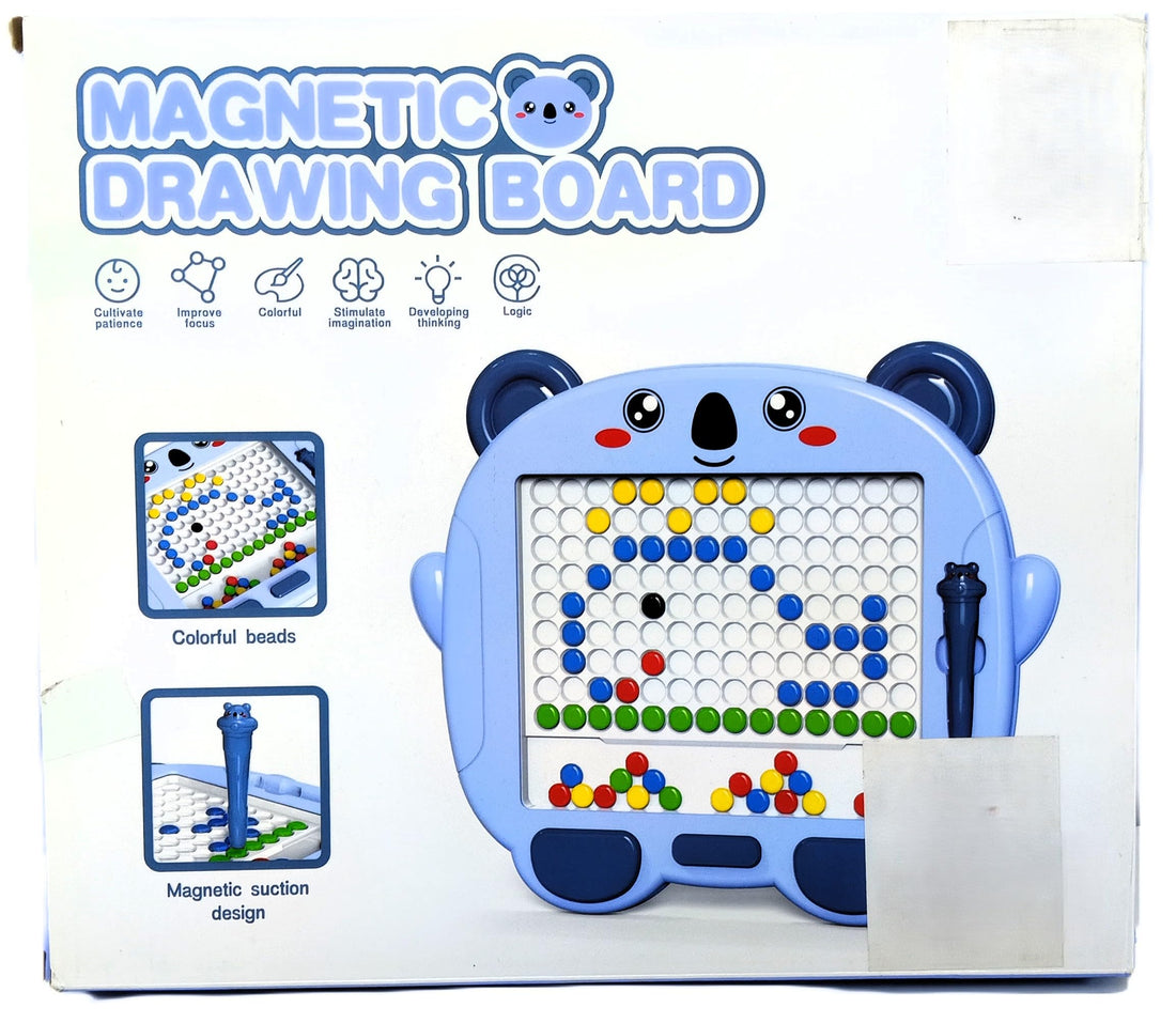 Magnetic Drawing Board for Ages 3 to 12, Plastic Toy with Colourful Beads, Bear Theme, Unisex Children