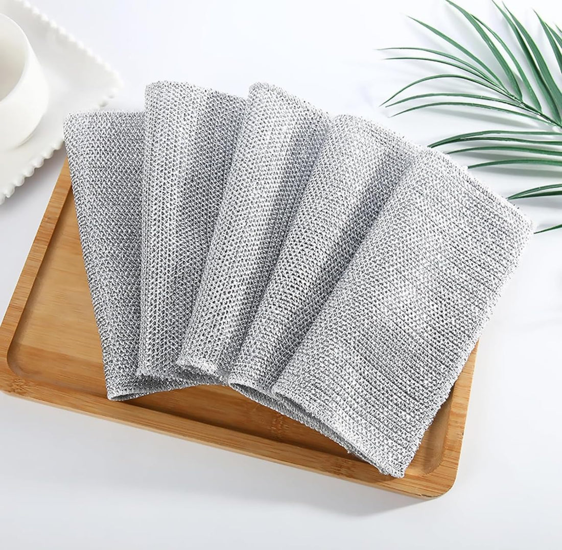 Downtown 6-Piece Reusable Dishwashing Rags Set, Non-Scratch Wire-Like Kitchen Cleaning Towels, Durable Scouring Pads for Pots and Pans, High Absorption Cleaning Cloths for Daily Kitchen Use