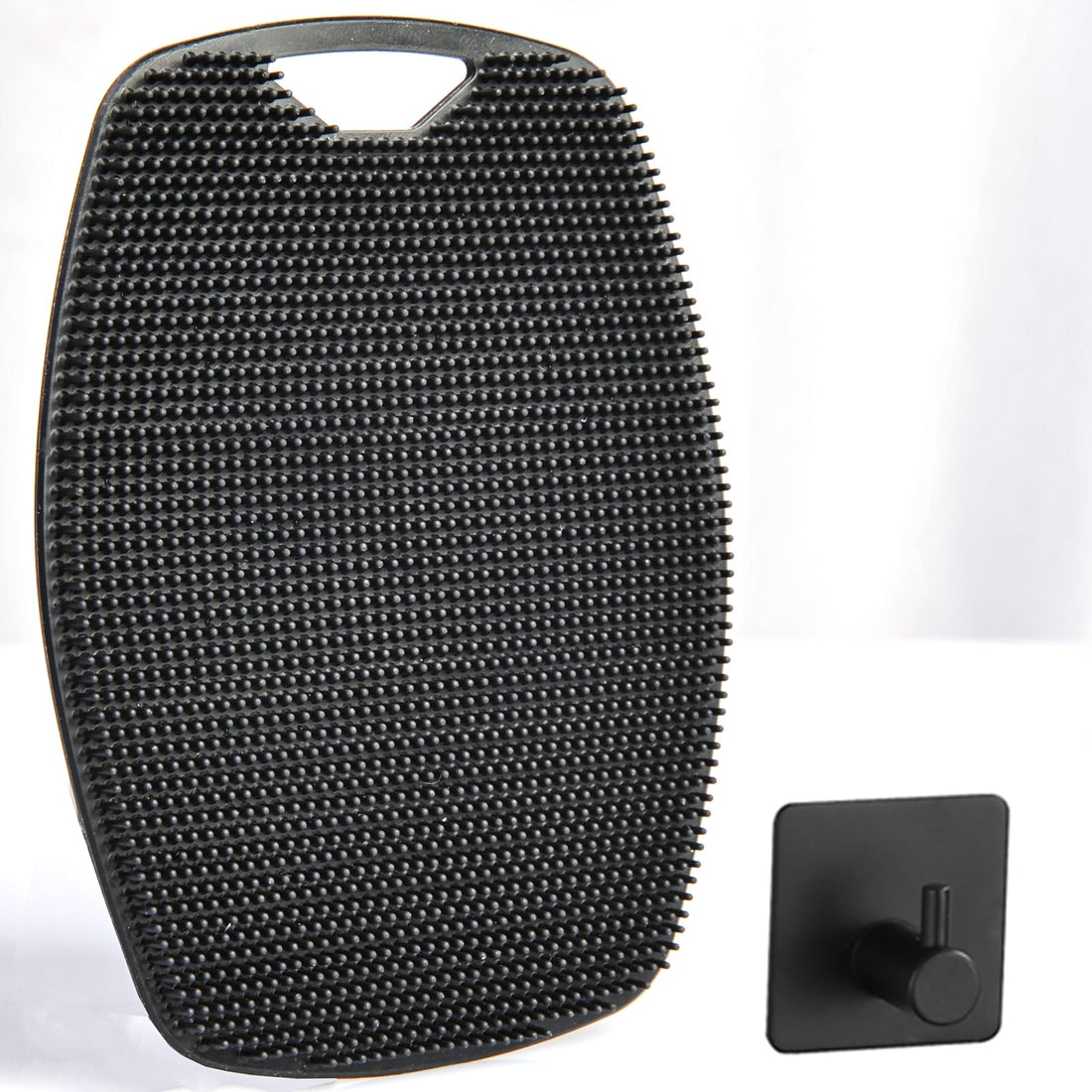 Silicone Body Scrubbers, Exfoliating Body Scrubber for Men Women with Storage Hooks, Shower Bath Brush for All Kinds of Deep Skin Cleaning (Oval Black)