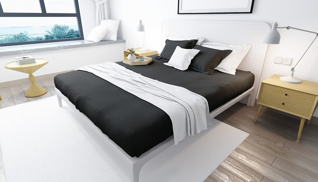 Bed N Home, Fitted bed sheet, Set - 3 Pieces - Black (140x200cm)