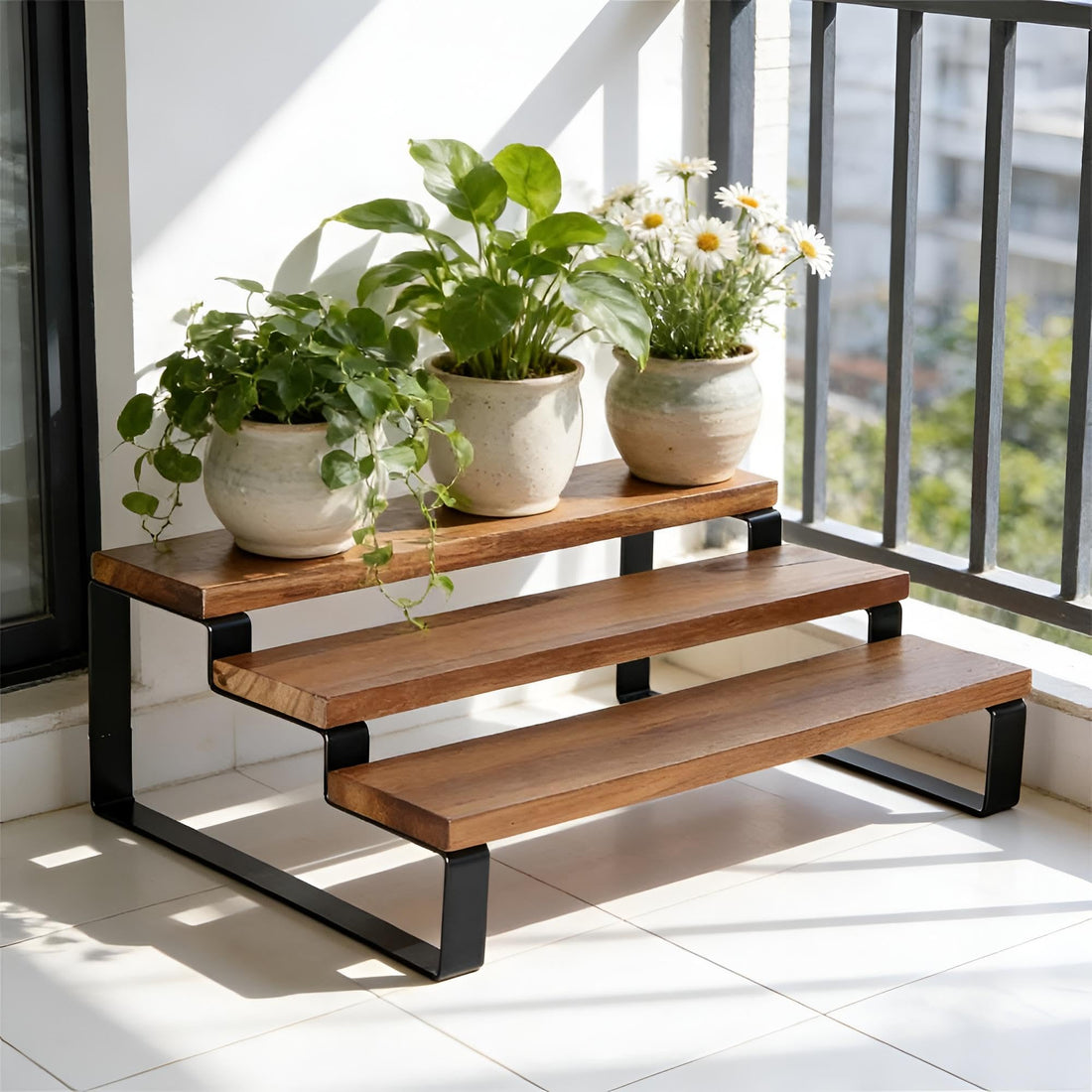 Wooden Spice Ladder for Storage - Spice Rack - Wooden rack built with metal base to store spice jars efficiently, adds a touch of elegance to your kitchen while keeping things always tidy and clean.