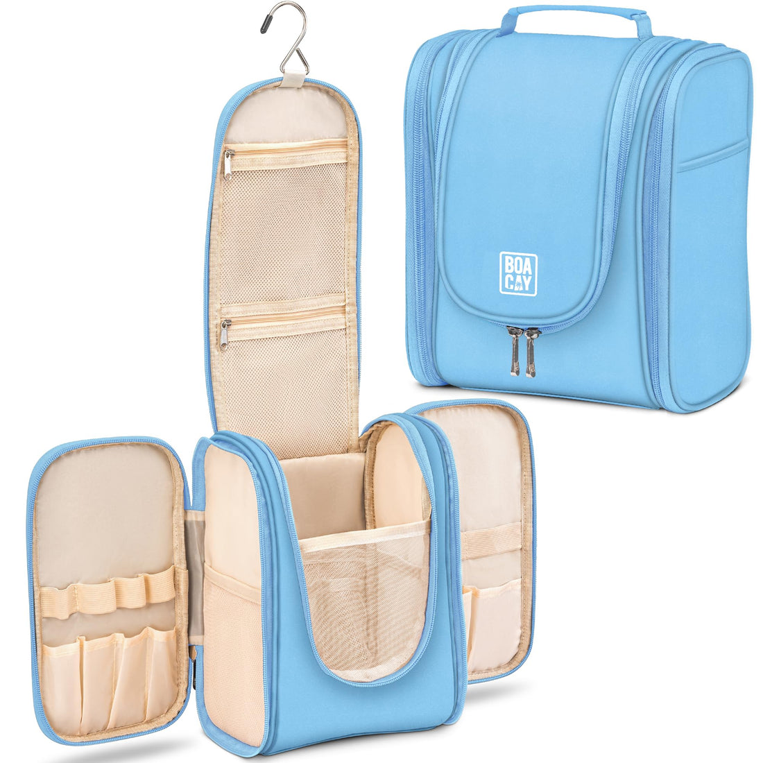 BOACAY Hanging Travel Toiletry Bag for Women & Men, Makeup Bag, Shower Bag