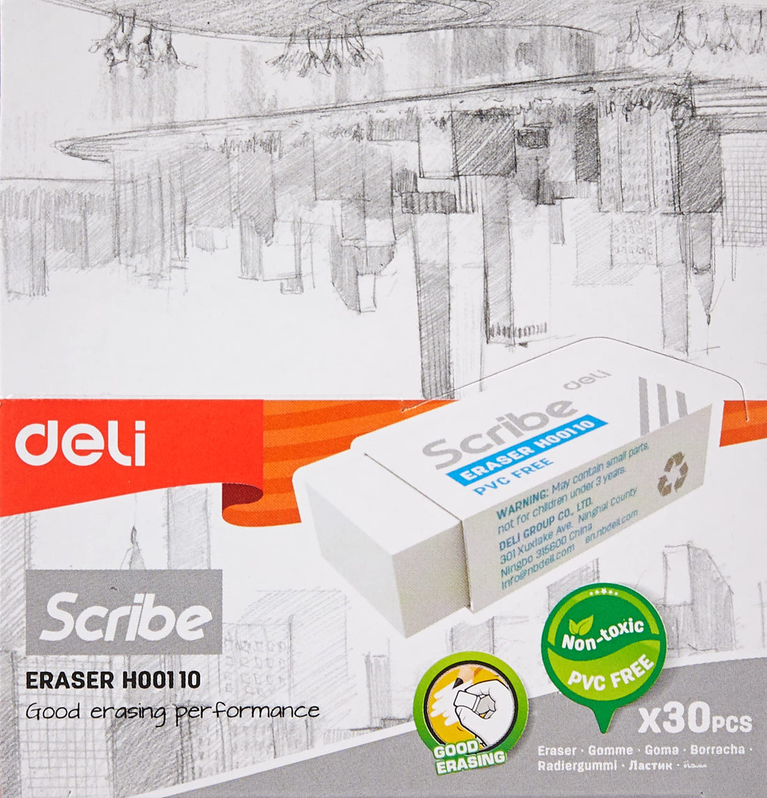 Deli H00110 Scribe Eraser Set - 30 Pieces
