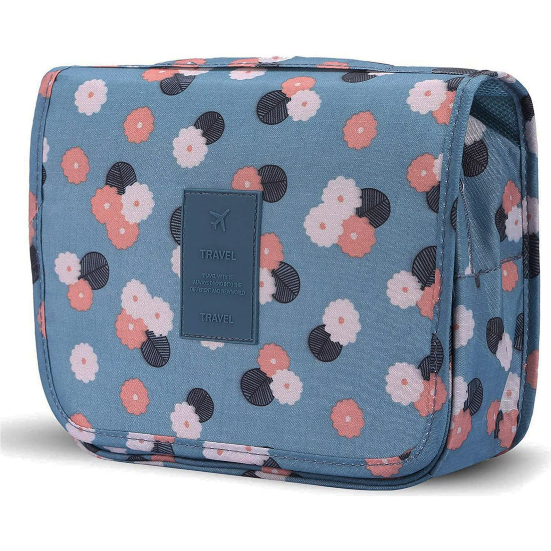 Hanging Travel Toiletry Bag Makeup Bag Organizer for Women, Multifunction Cosmetic Bag Portable Makeup Pouch Water-Resistant Travel Hanging Organizer Bag, Blue, Basic
