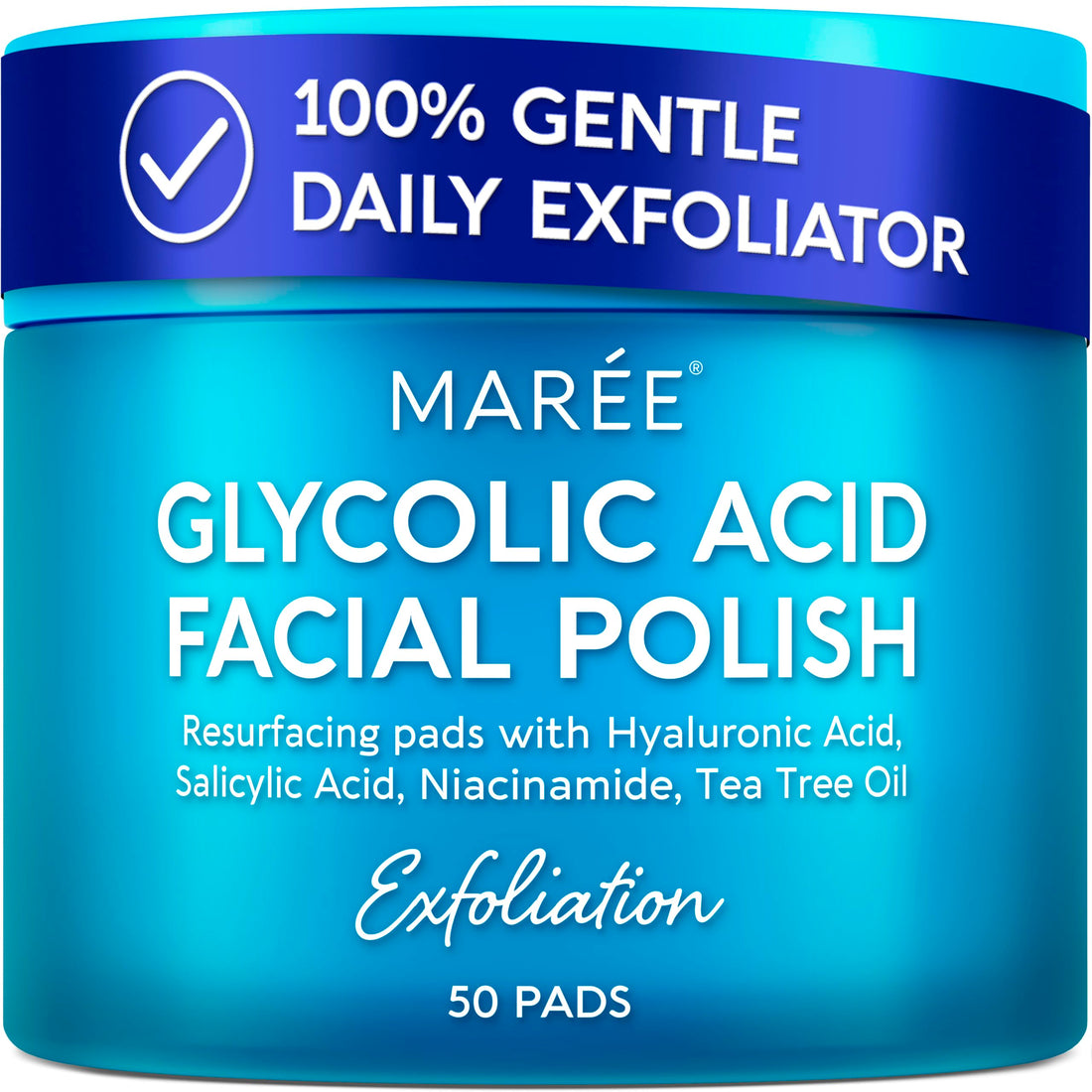 MAREE Facial Polish - Glycolic Acid Peel Pads For Face With Tea Tree Oil - Exfoliating Polish with Salicylic Acid & Vitamins E, B3, B5 - Face Pads with Skin Peeling & Deep Cleaning Effect
