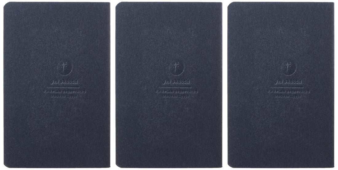 YM Sketch Notebook Journal, Soft cover, Pocket size (9 x 14 cm) Dotted Paper, Black Fabriano, 64 pages (Set of 3) thread stitched