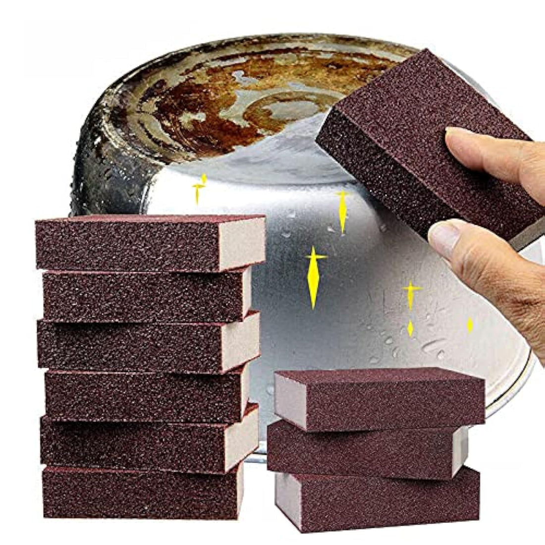 10 Pack Nano Carborundum Sponges Elite Nano Emery Sponges Cleaning Pads Carborundum Brusher and Rust Sand Scrubbers for Kitchen Cleaning Pots and Pans