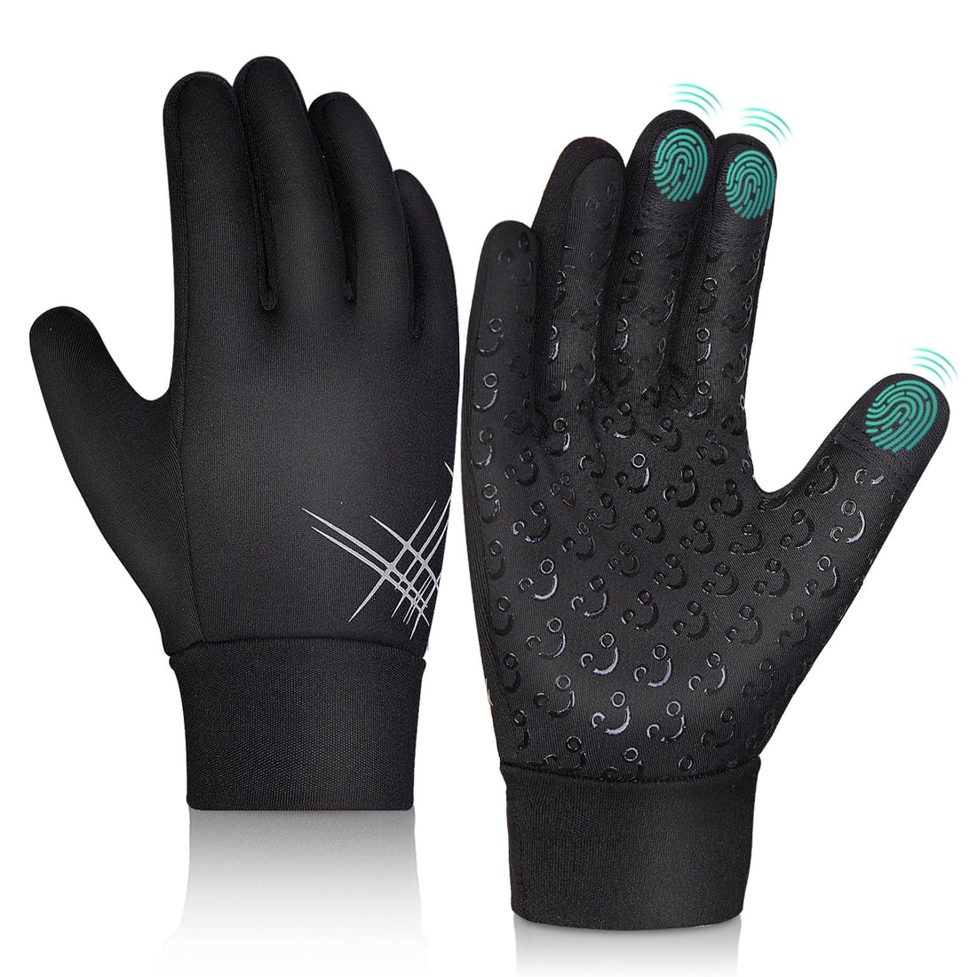 Kids Winter Warm Sports Gloves - Cold Weather Water-Resistant Thermal Cycling Glove for Bike Snow Ski Football, Children Mittens Age 4 12 Years Boys Girls Black