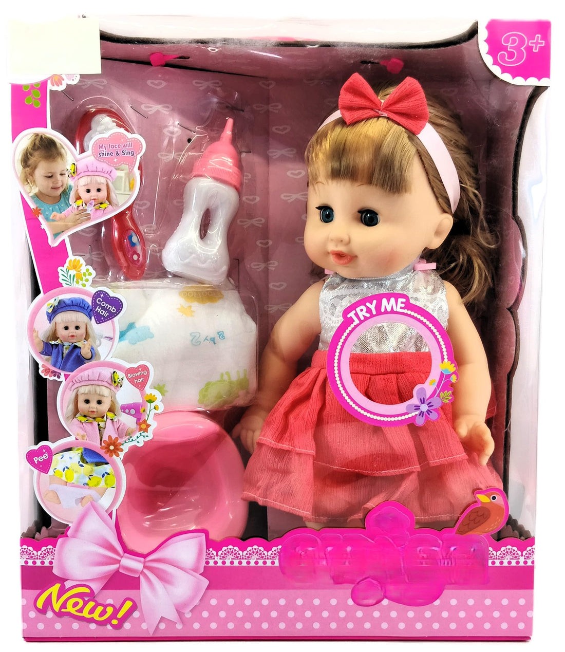 Playtime Babies Baby Doll Toy Set for Girls, White dress, 3 Years and Above