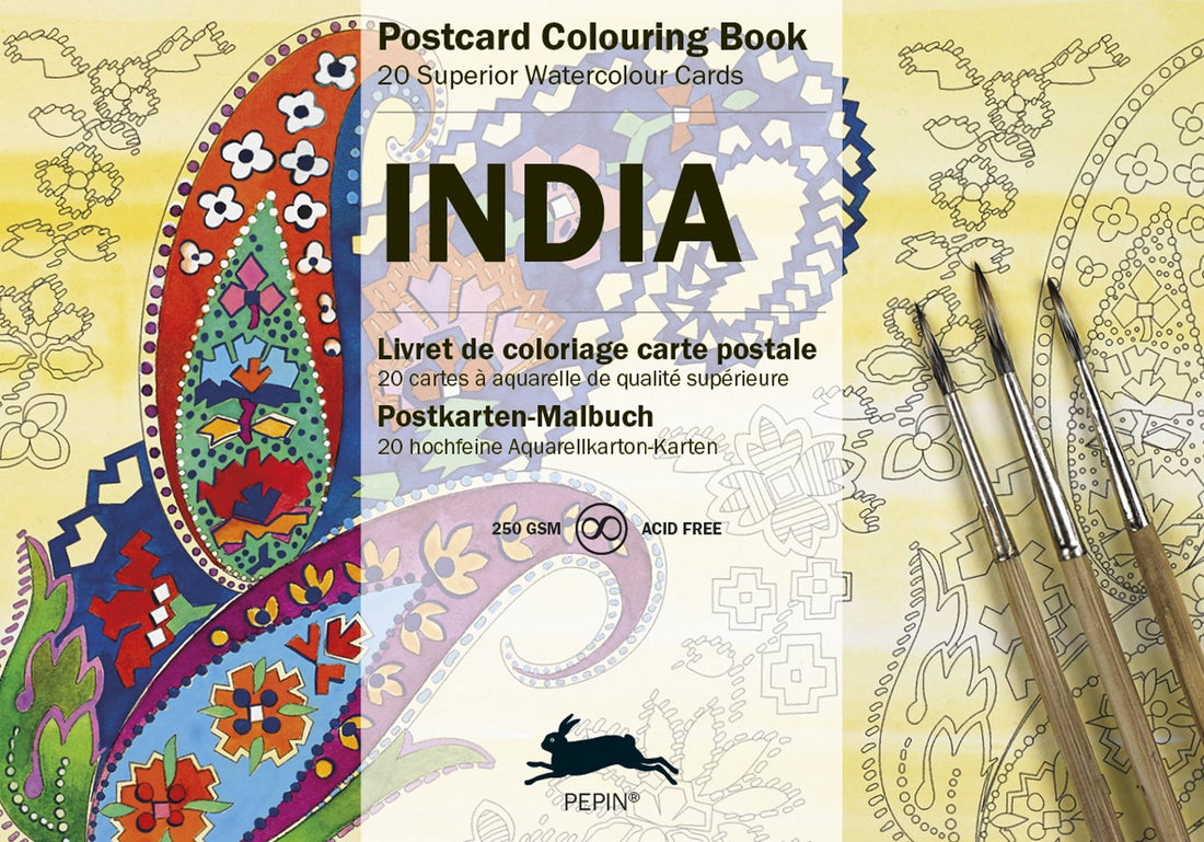 India: Postcard Colouring Book