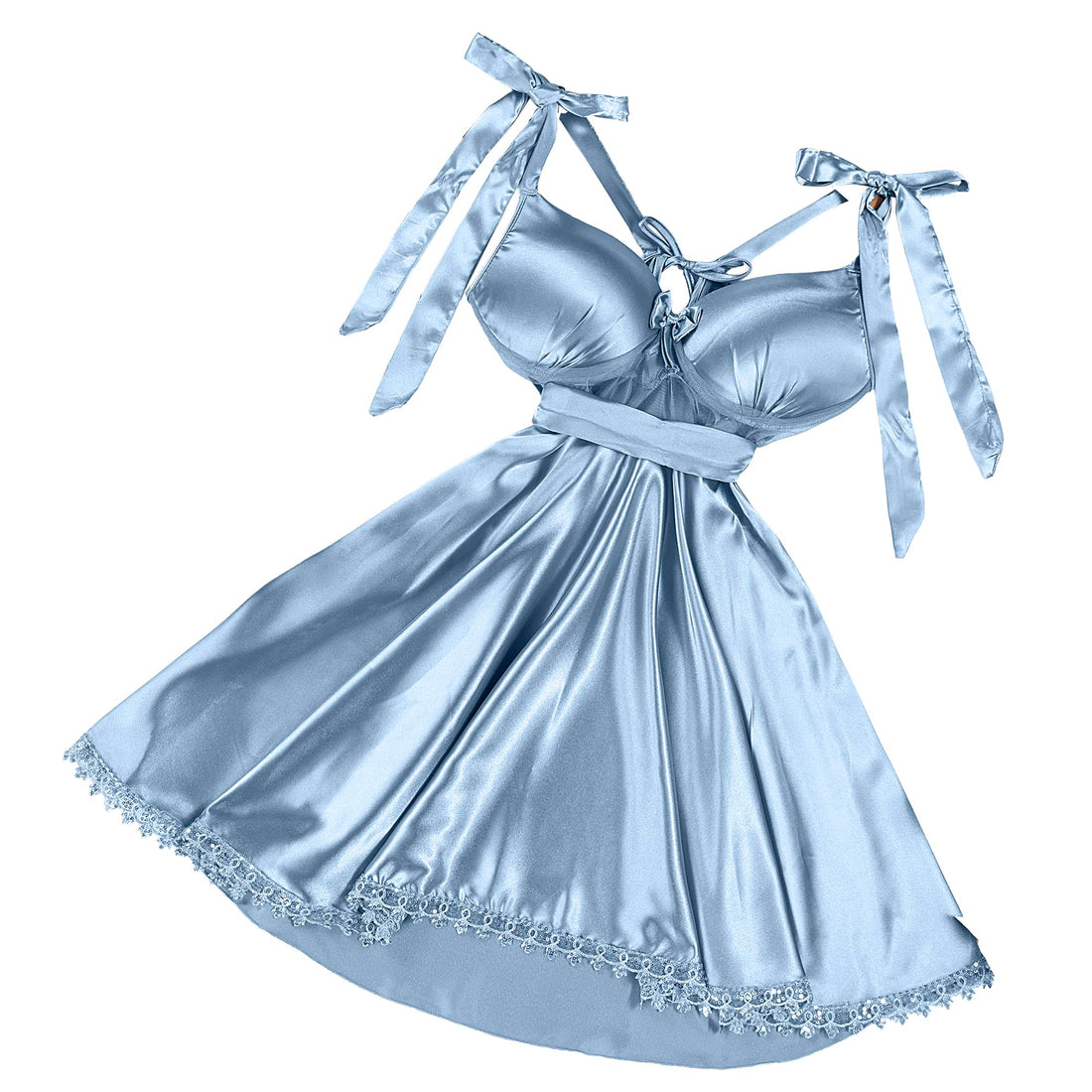 Women Lingerie Silk Short Lingerie – Women Nightgown with Straps & Drawstring Waist – One Size Fits 50 to 80 KG (NO:1029)