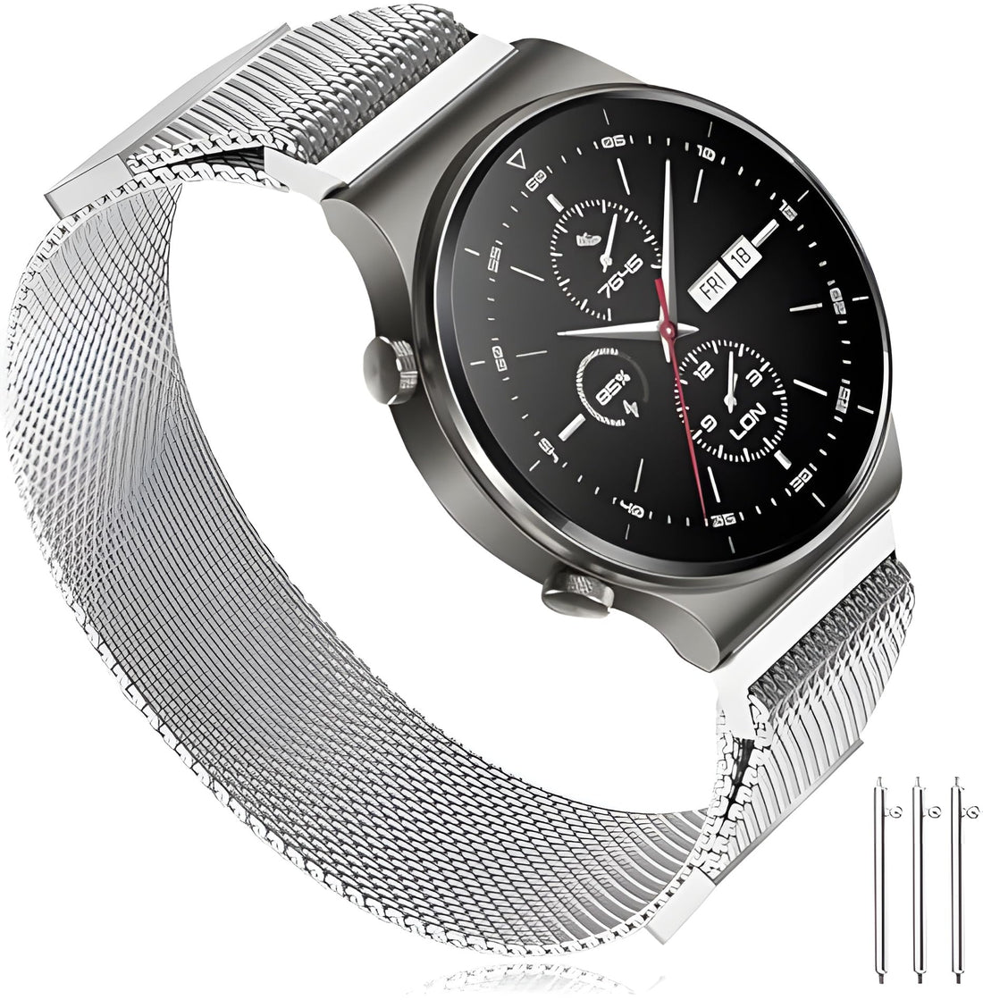 Next Store Stainless Steel Magnetic Strap Compatible with 22mm / Huawei GT2 Pro 46 Galaxy Watch 3 45 Stylish Mesh Metal Strap