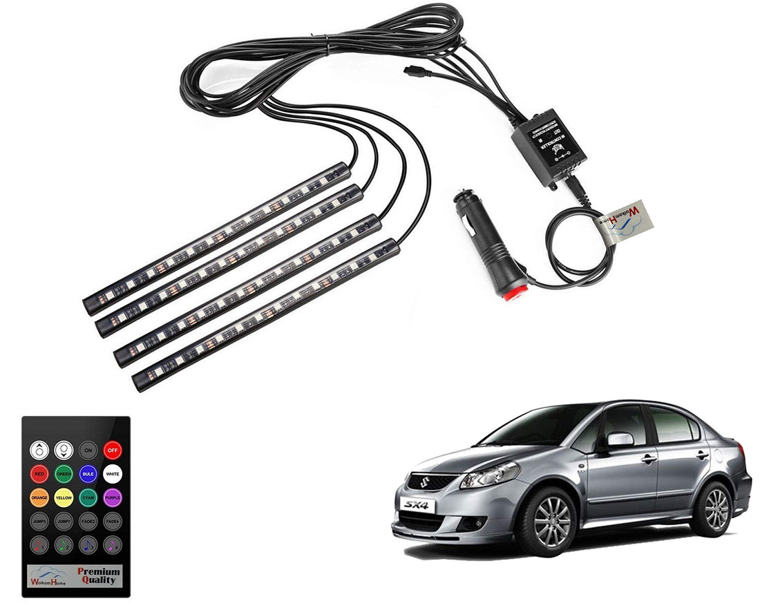 WolkomHome - LED RGB Car Interior Decorative Atmosphere Strip Music reactive Sounds Active Disco Equalizer Best Light for Maruti Sx4 New