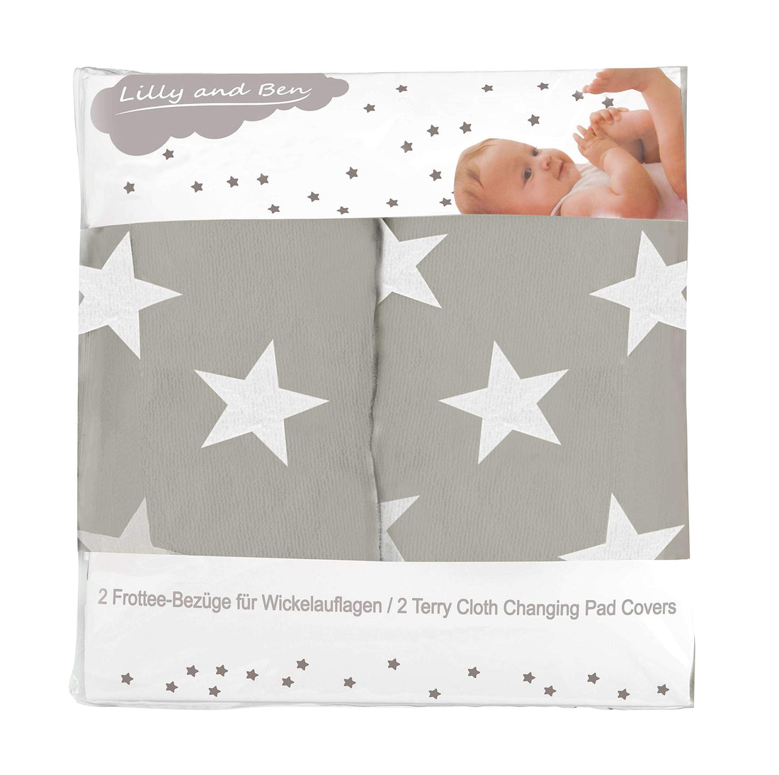 Changing Mat Cover Pack of 2 I Cuddly & Absorbent Cover with Cotton Surface for Changing Mat I Easy-Care Fitted Cover Made of Soft Terry Cloth