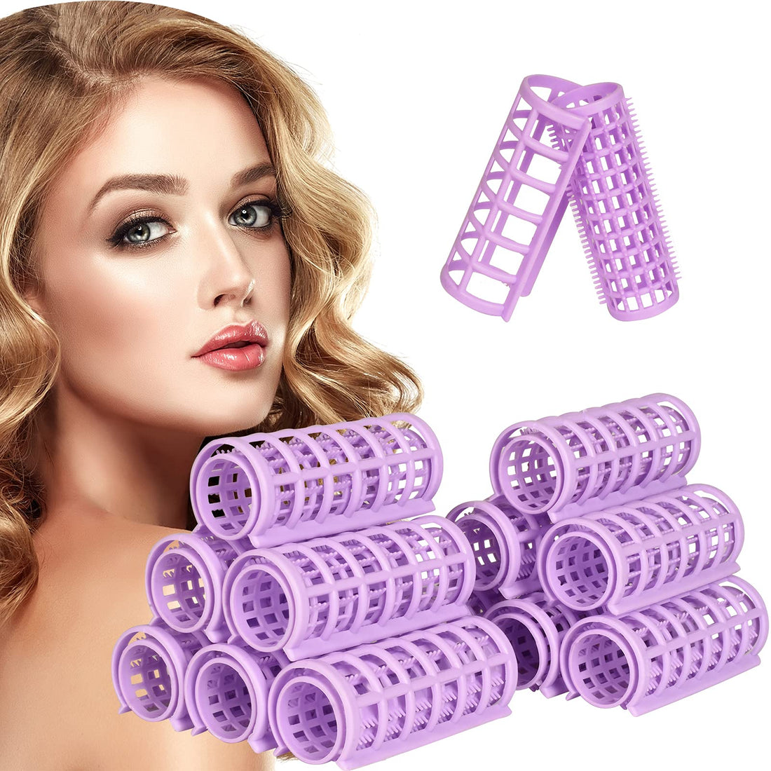 Smilco Hair Rollers, 12 Pcs Plastic Snap on Hair Rollers Curlers for Hairdressing Styling Hair Salo (2.5 cm)