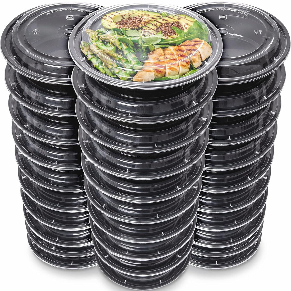 Meal Prep Containers - Reusable Plastic Containers with Lids - Disposable Food Containers Meal Prep Bowls - Plastic Food Storage Containers with Lids - Lunch Containers by Prep Naturals (30 Pack)