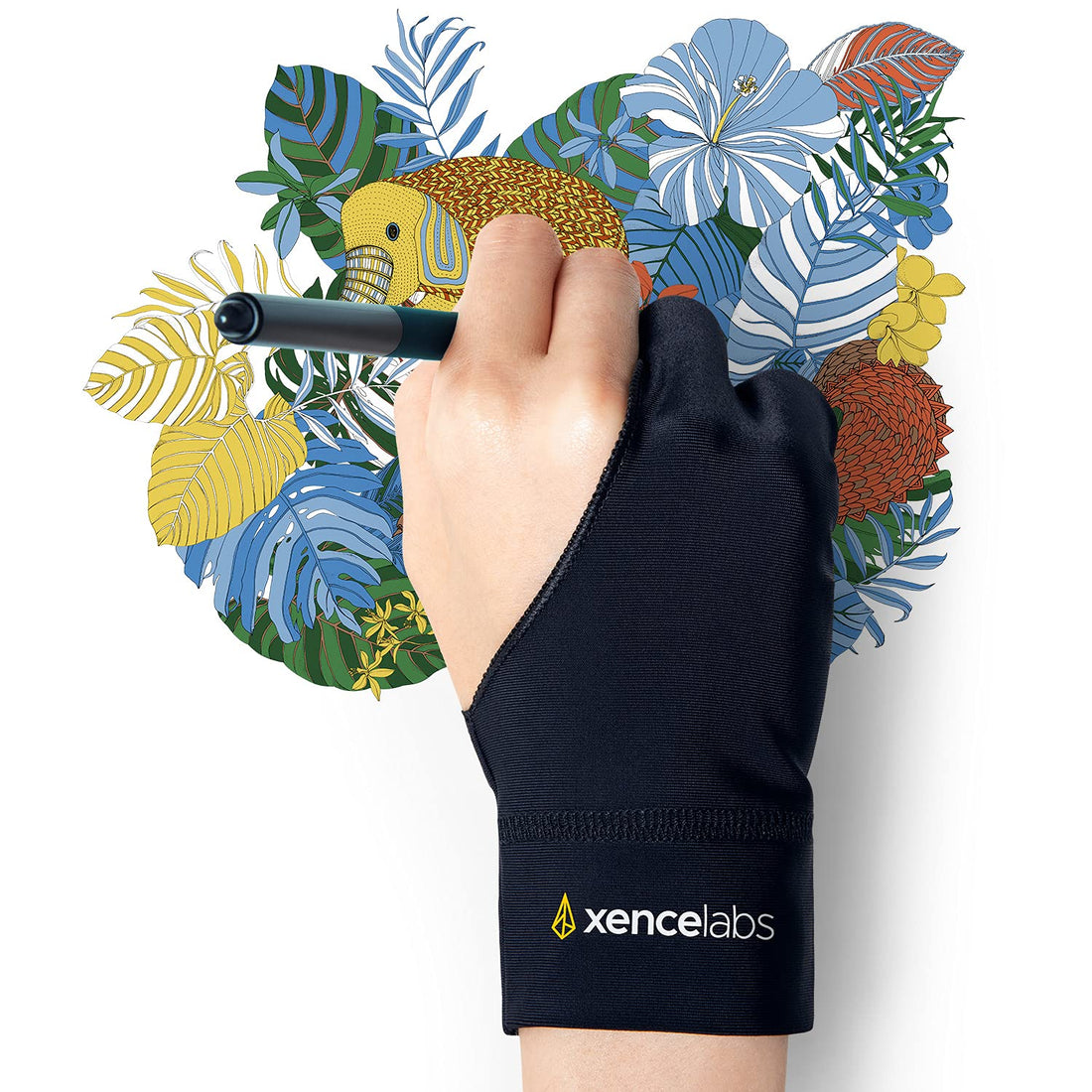 ZENCELAPS Artist Gloves Drawing Drawing Tablet Left and Right Hand Drawing Gloves Two Finger Drawing Gloves Black M