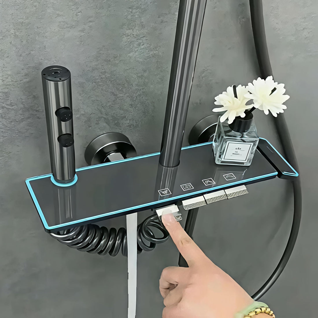 Modern Bathroom Shower Set – Wall Shower Mixer – Head Shower + Hand Shower + Hand – Modern Design