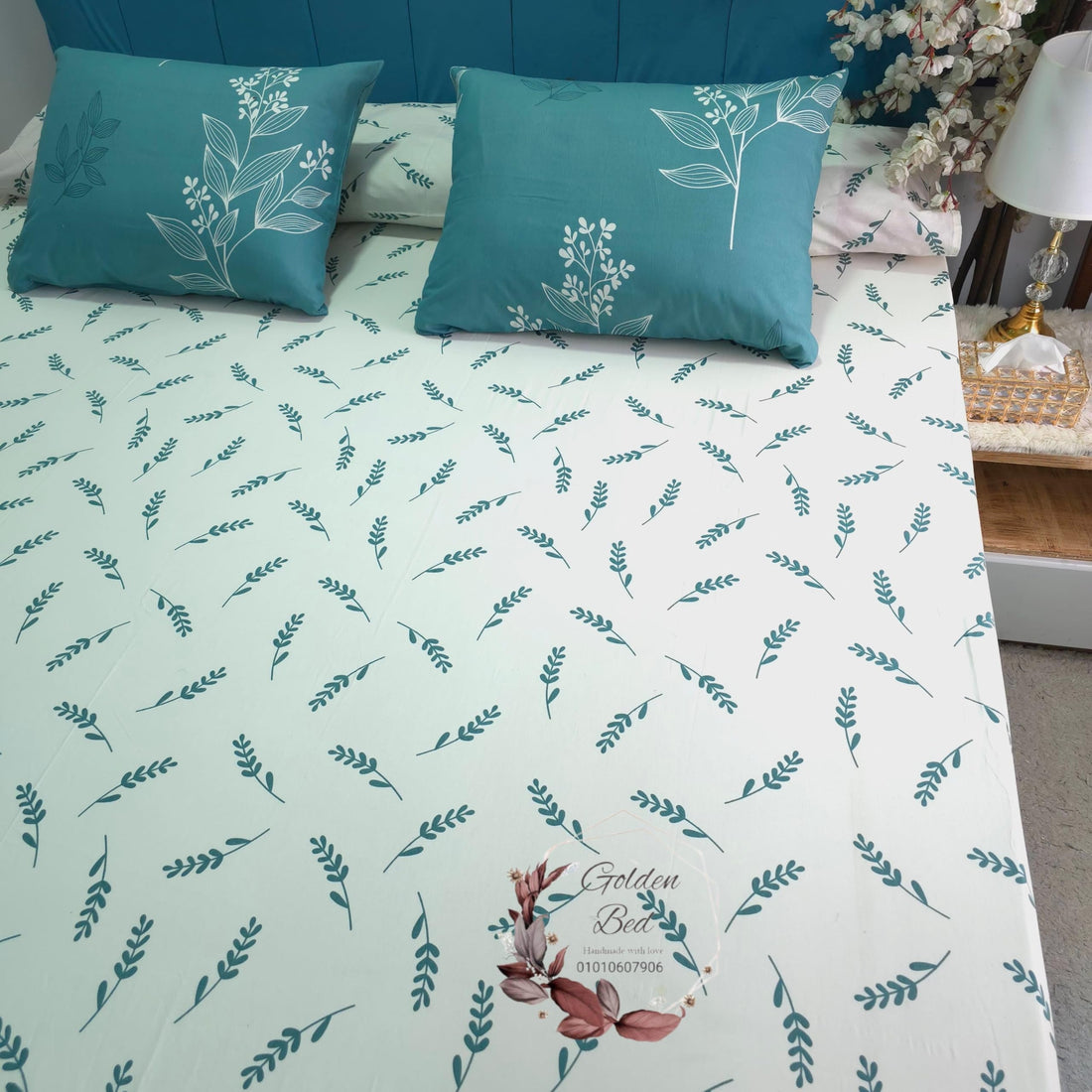Golden Bed Sheet Sets Large Bed 260 * 240 And Kids200*240 Elastic And Flat Cotton From Khamah El Amreya (Plaid Sukkary, Bed size 200 cm flat)