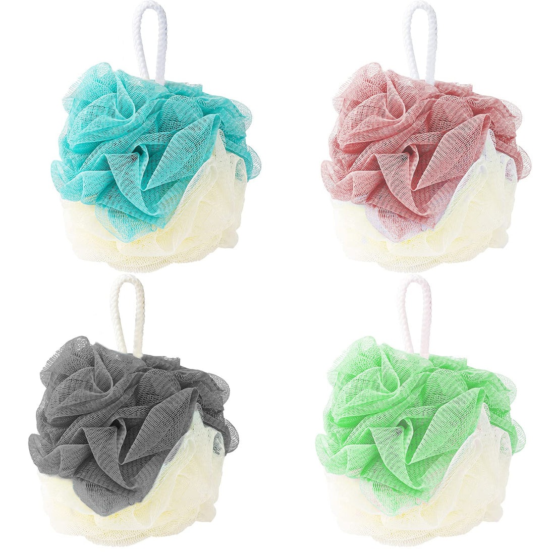 Lufas For Men Women Exfoliating, Bath Loofah and Shower Puff Set of 4