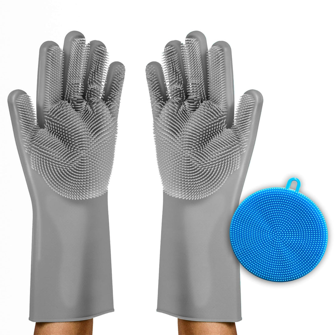 Marin Co Magic Silicone Scrubbing Gloves with Silicone Sponge. Scrub Gloves Pair (Gray)