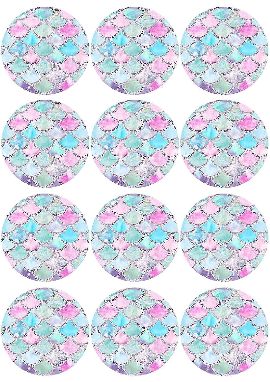 Mermaid Round Stickers for Girls birthday party supplies - 24 pcs