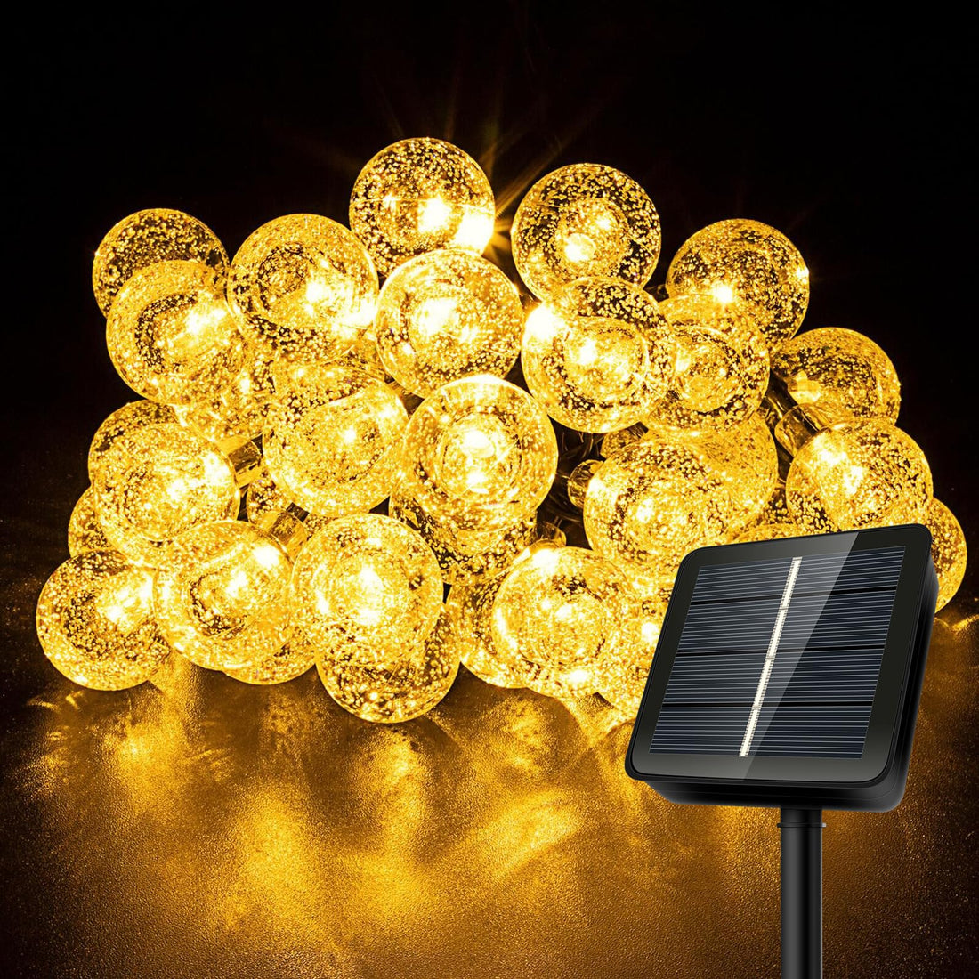 Outdoor Solar Fairy Lights, 40 LED Fairy Lights, IP65, 8 Modes, Crystal Balls, Waterproof for Garden, Balcony Decoration, Patios, Christmas, Weddings, Parties, Trees, Warm White